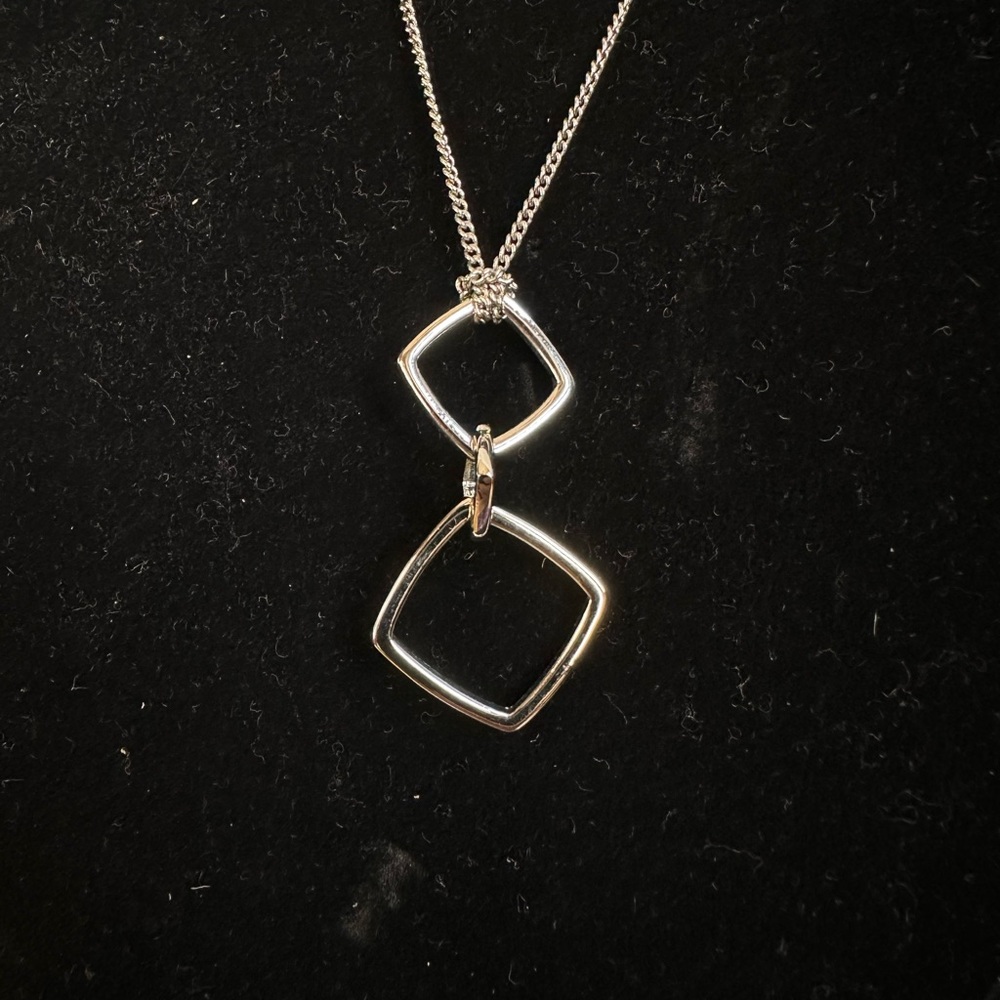 Lia Sophia Gunmetal Squares Geometric Necklace, 16”-19” - Picture 3 of 5